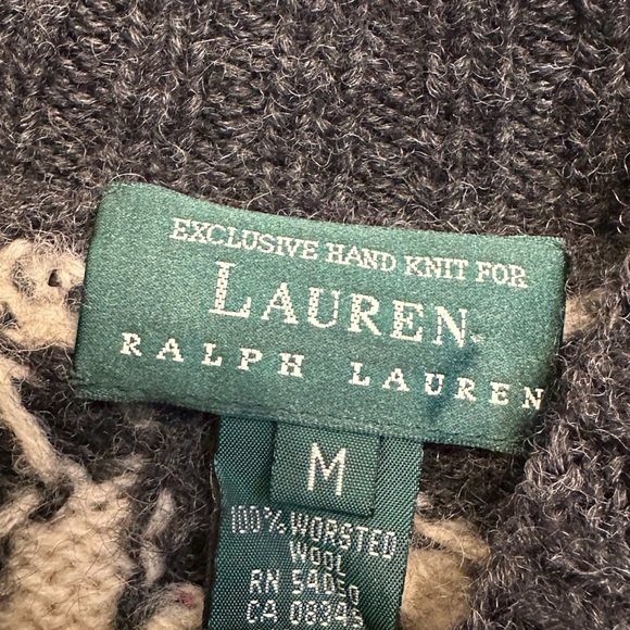 Lauren Ralph Lauren Hand Knit Wool Nordic Snowflake Sweater | Size M - Picture 4 of 6